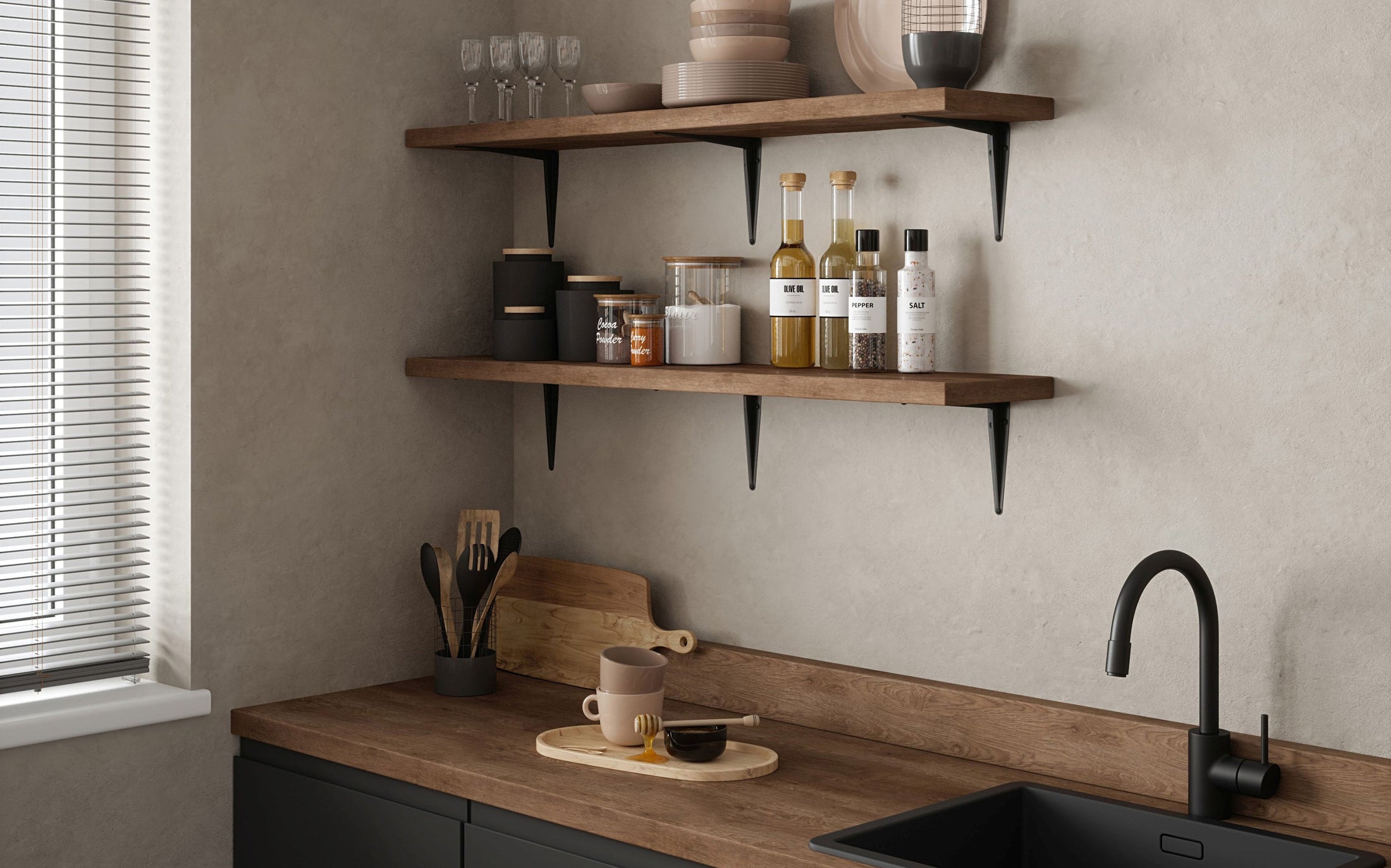 London Bracket - Matt Black - Rothley - Kitchen Scene