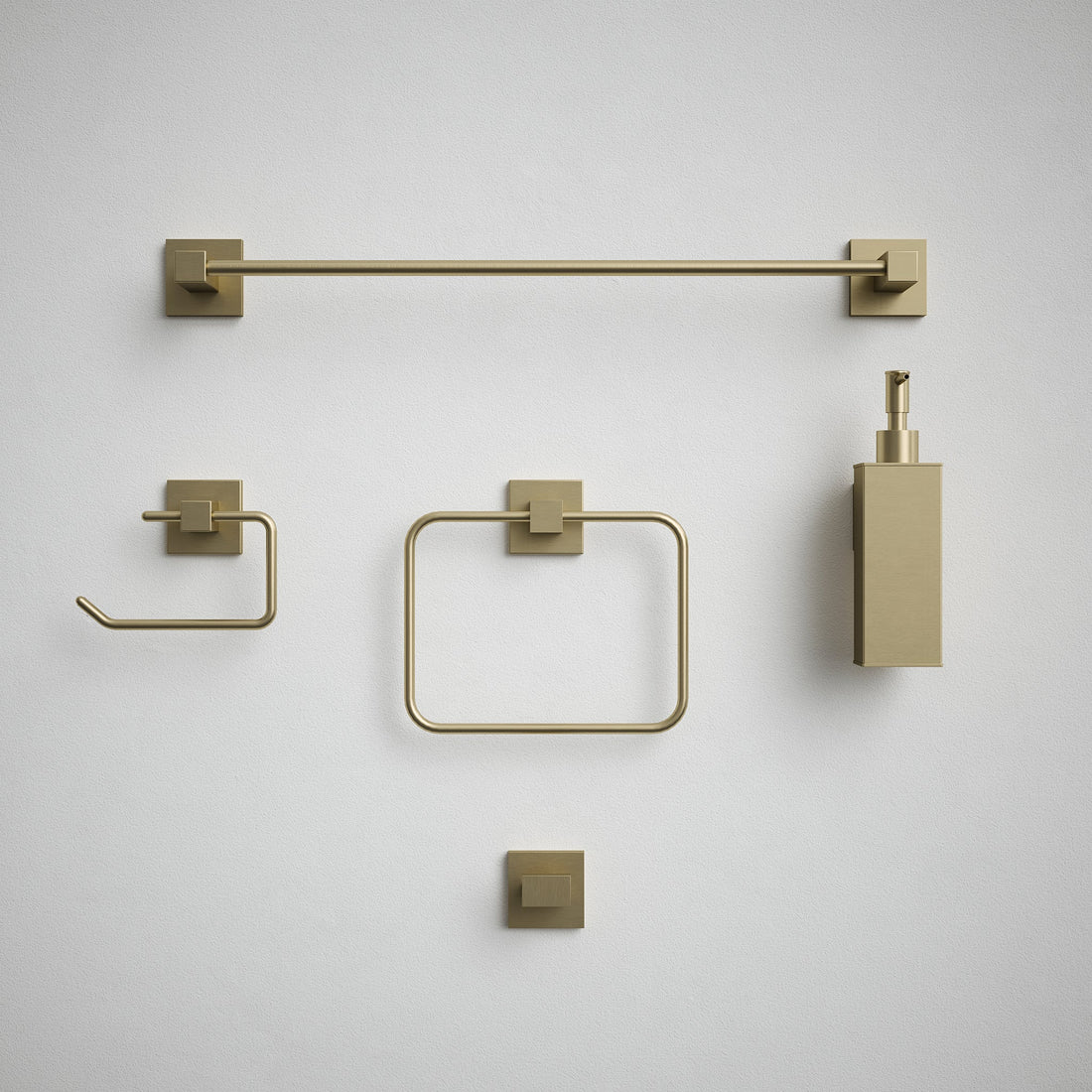 Bathroom Accessories Square Set 5pc - Satin Brass (Bundle)