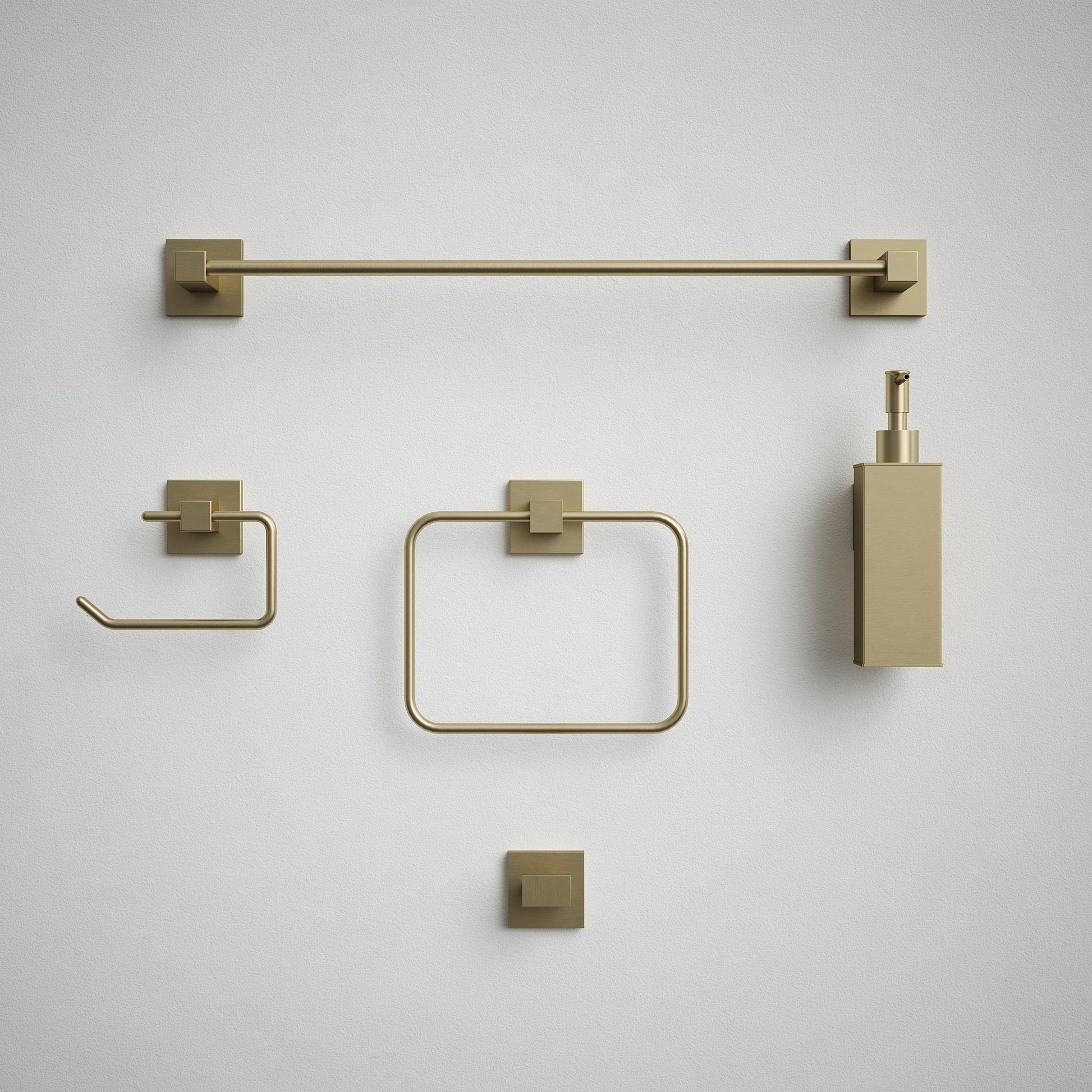 Bathroom Accessories Square Set 5pc - Satin Brass (Bundle)