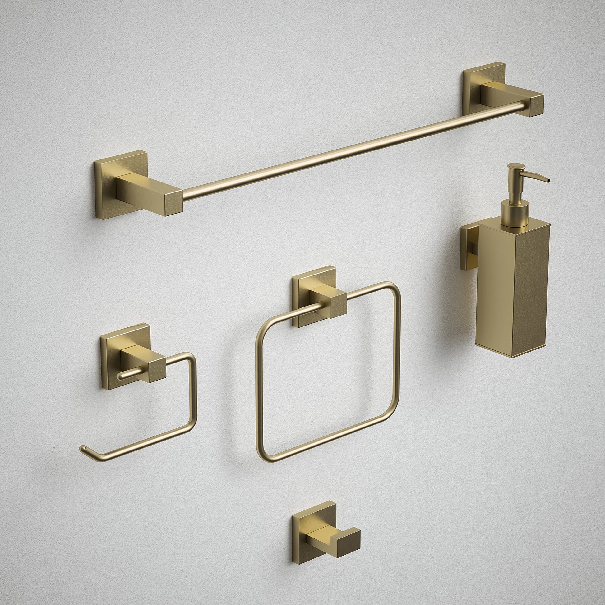 Bathroom Accessories Square Set 5pc - Satin Brass (Bundle)