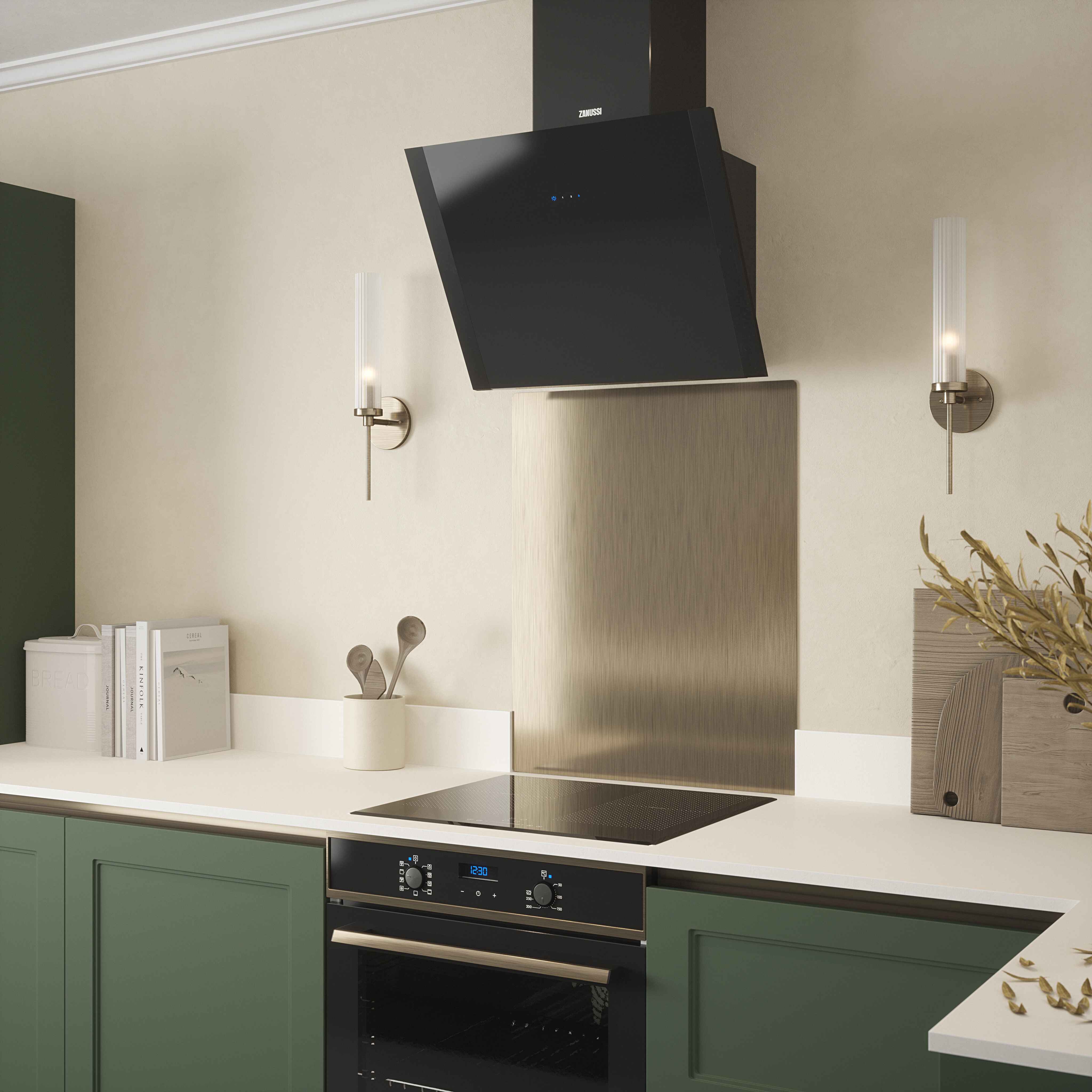 antique brass kitchen splashback