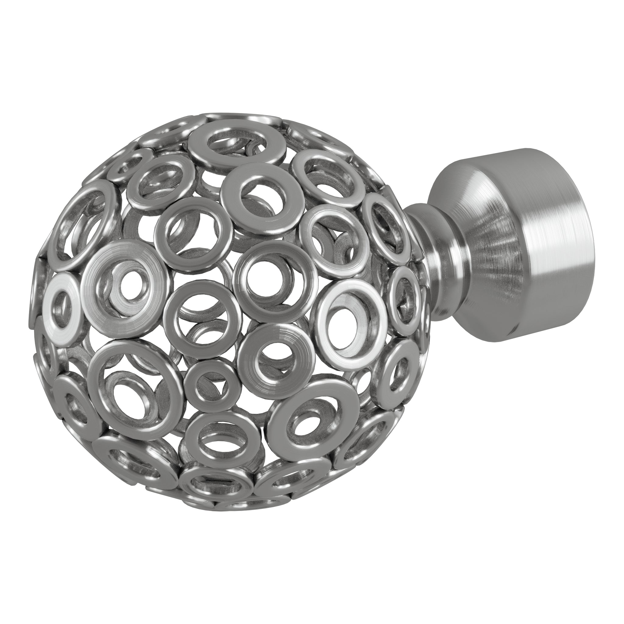 Brushed Silver Pattern Orb Finial- Rothley