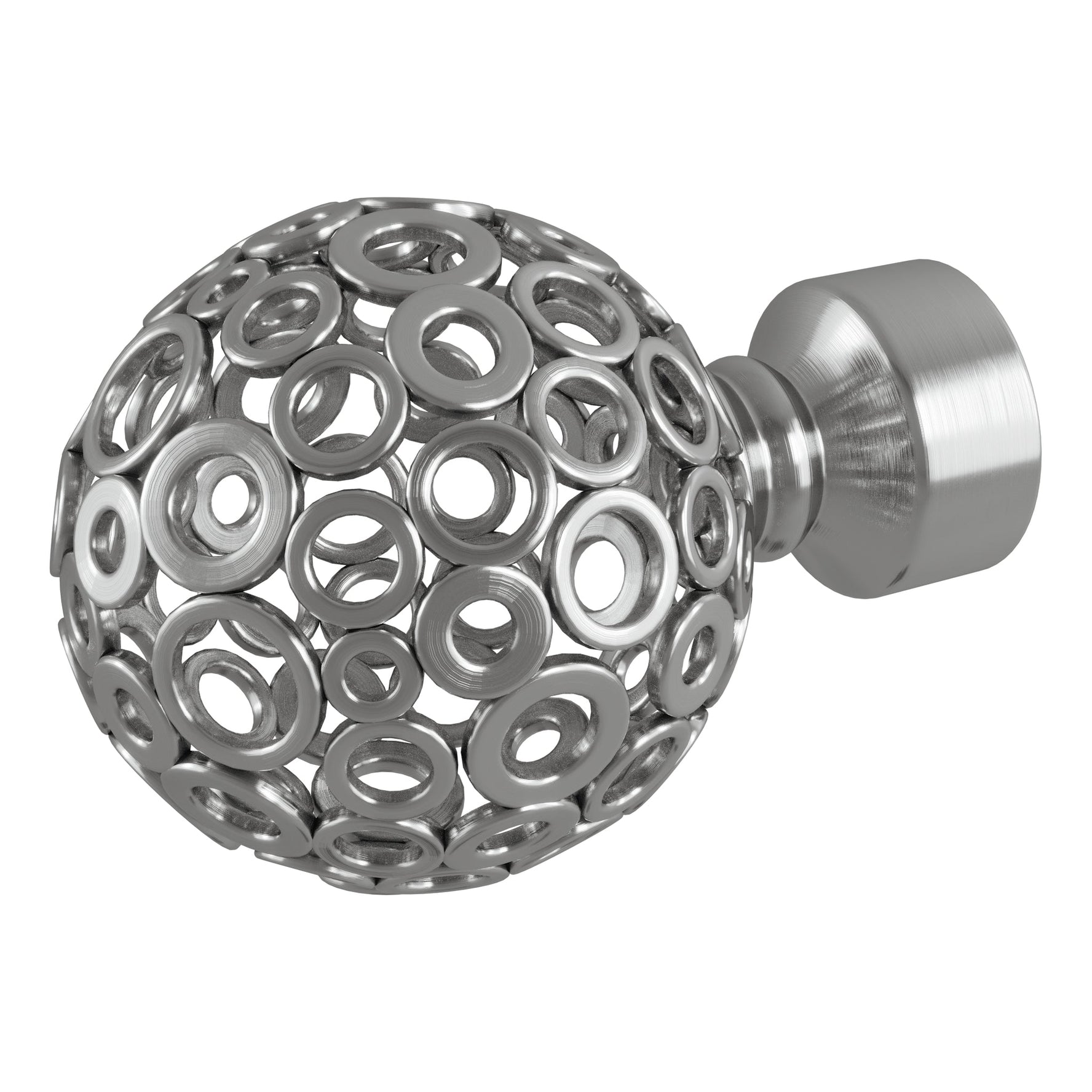 Brushed Silver Pattern Orb Finial - Rothley